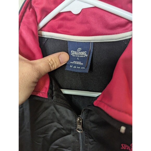 SPALDING Girls Size 14/16 L Black/Pink Full Zip Athletic, Leisure Warm-Up Jacket - Picture 3 of 5